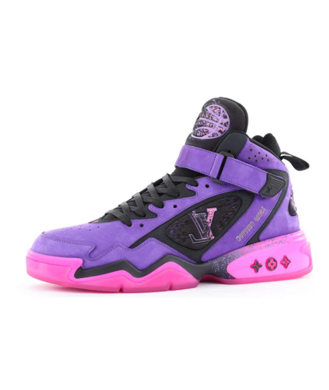 LOUIS VUITTON Фиолетовые кожаные высокие кроссовки / кеды, фото 8