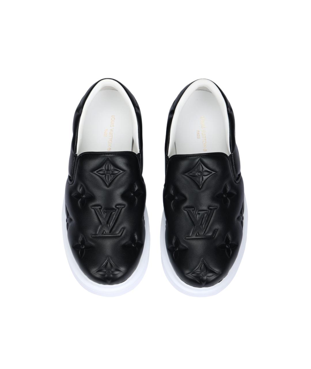 LOUIS VUITTON Черные кожаные слипоны, фото 3