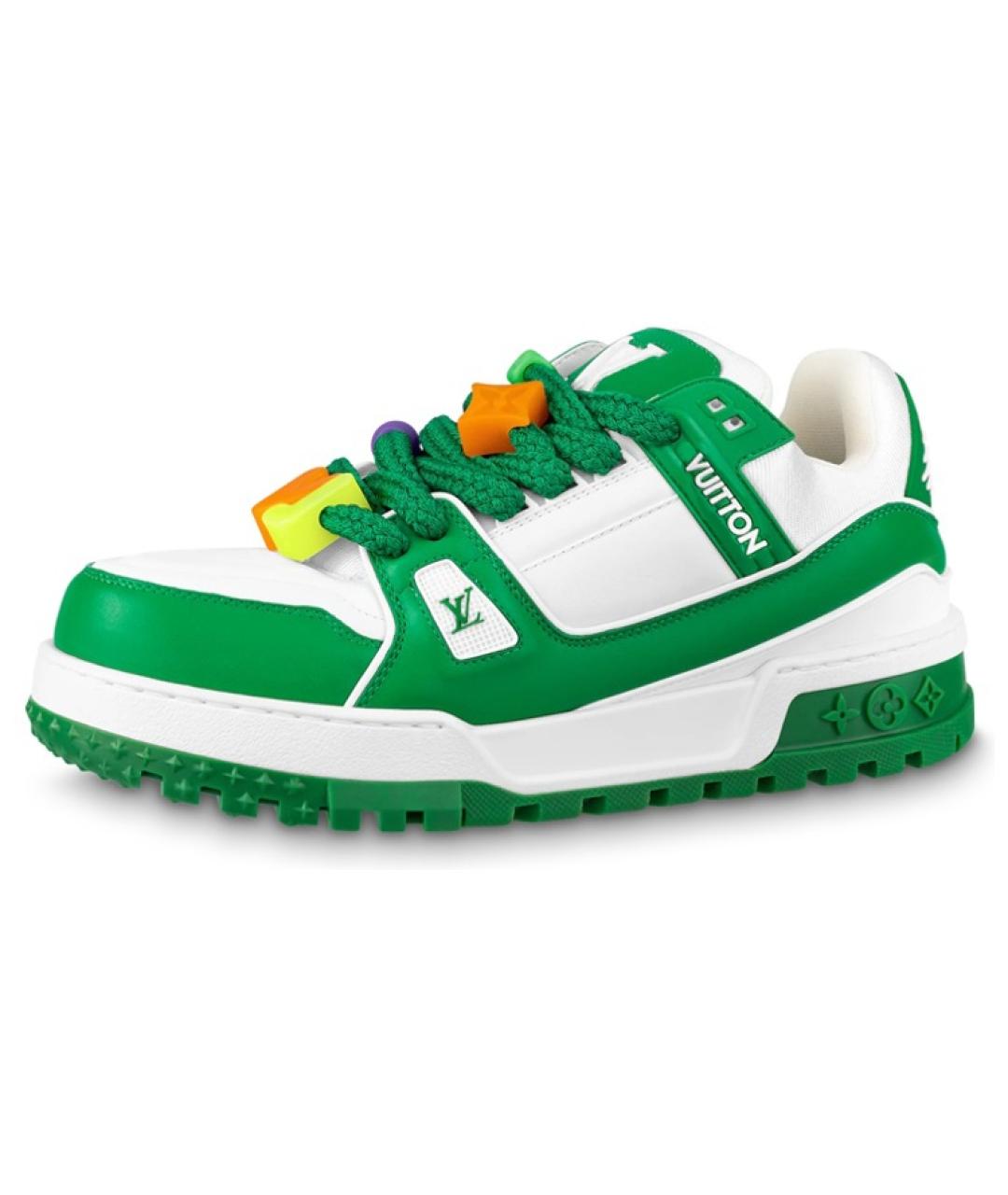 LOUIS VUITTON Зеленые кожаные низкие кроссовки / кеды, фото 6