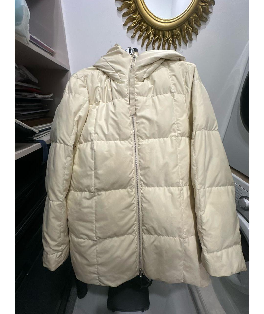 JIL SANDER Бежевый полиэстеровый пуховик, фото 5