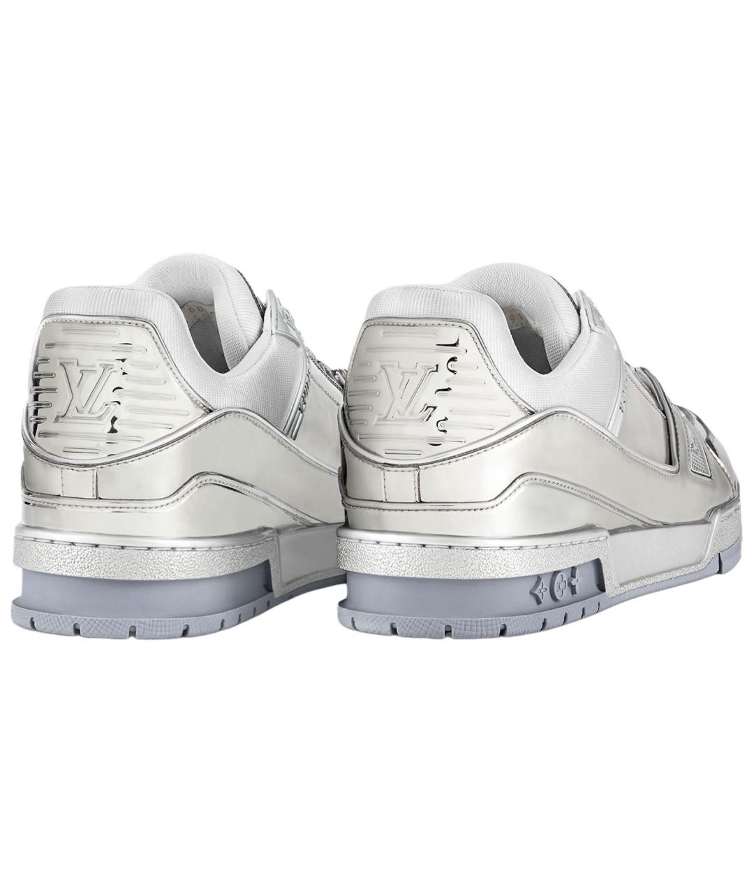 LOUIS VUITTON Серебряные кожаные низкие кроссовки / кеды, фото 4
