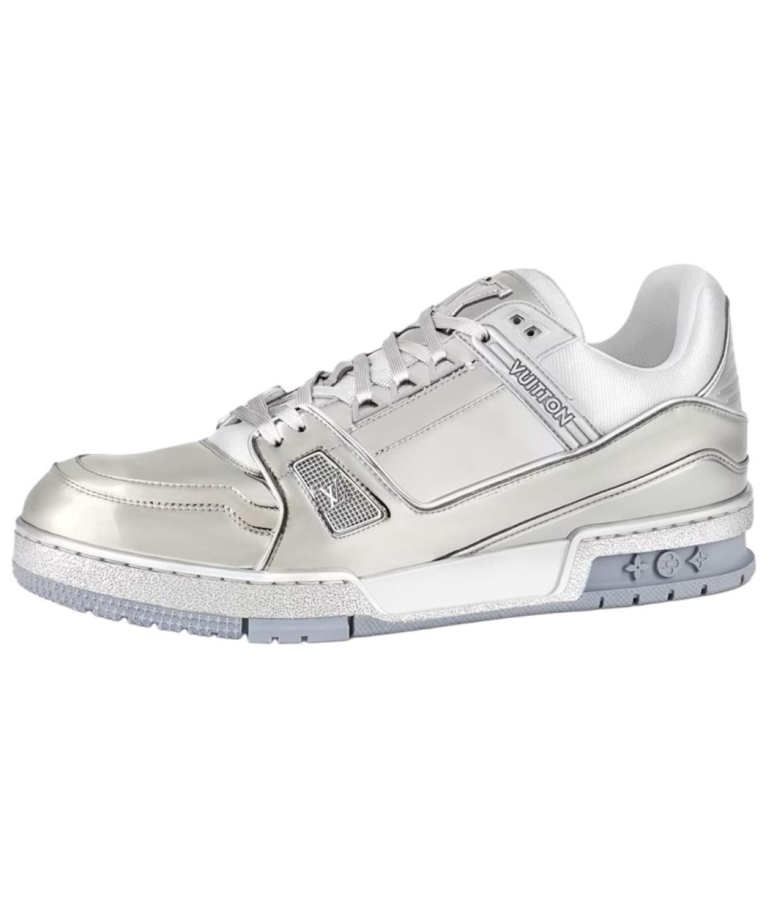LOUIS VUITTON Серебряные кожаные низкие кроссовки / кеды, фото 2