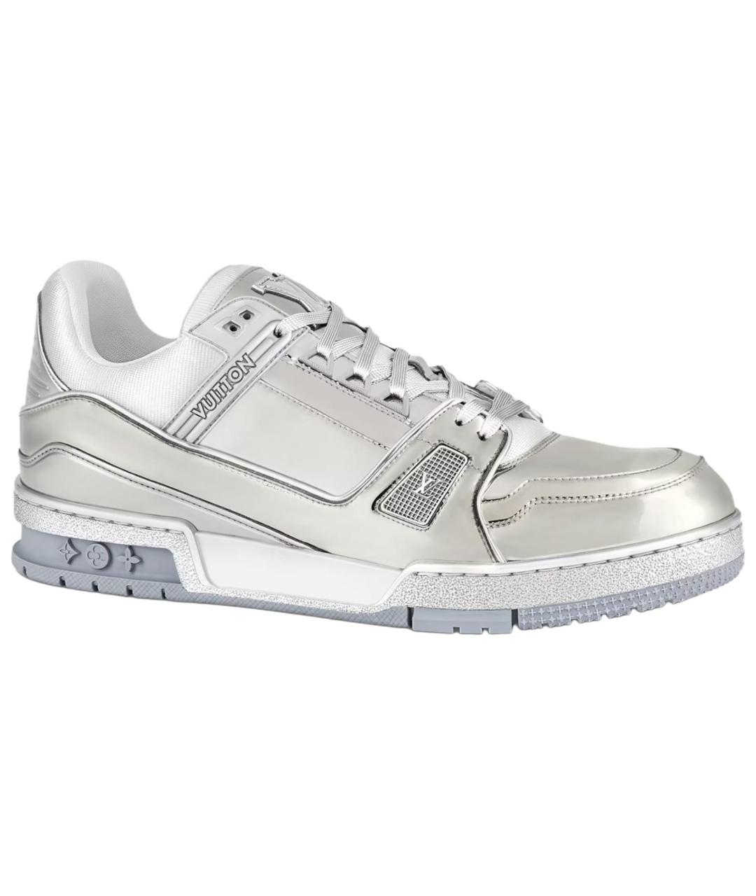 LOUIS VUITTON Серебряные кожаные низкие кроссовки / кеды, фото 1