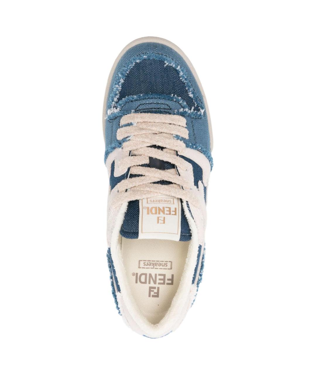 FENDI Синие текстильные низкие кроссовки / кеды, фото 5