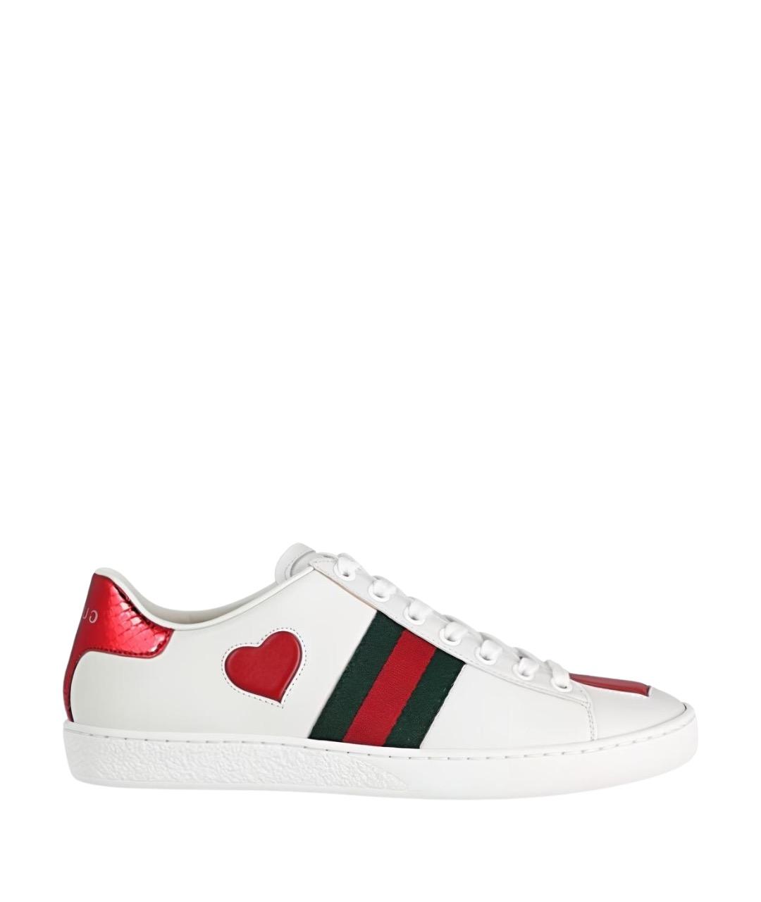 GUCCI Белые кожаные кеды, фото 1