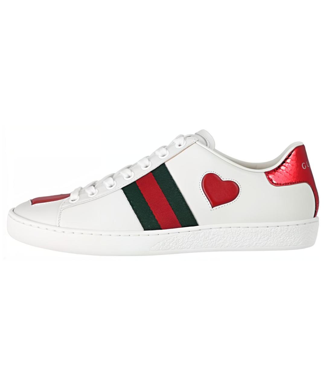 GUCCI Белые кожаные кеды, фото 6