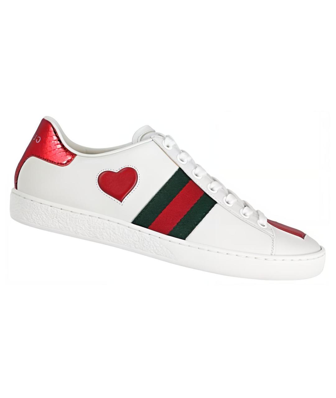 GUCCI Белые кожаные кеды, фото 2