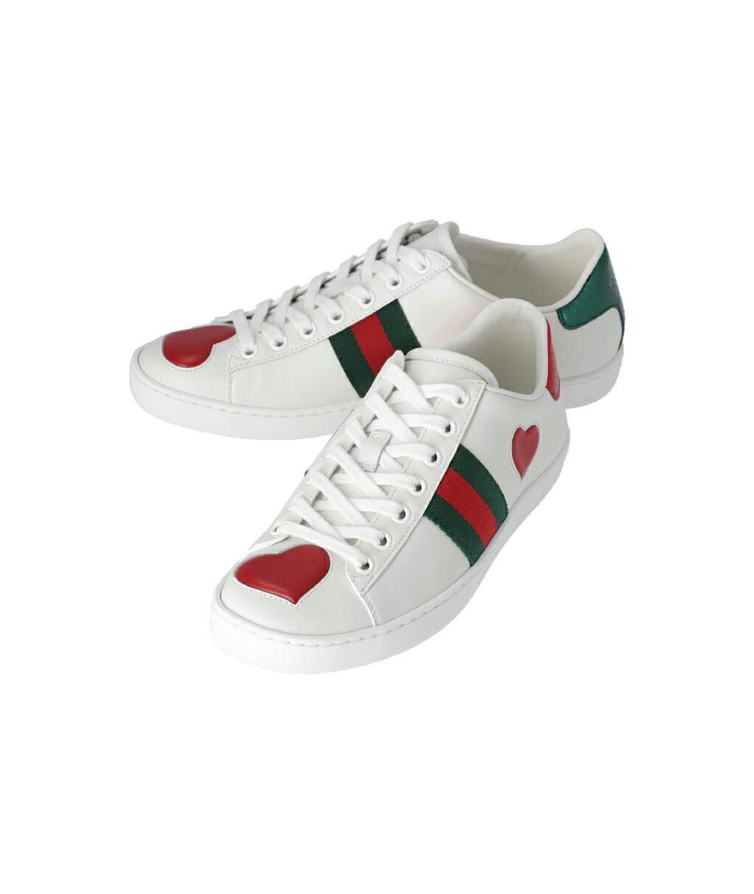 GUCCI Белые кожаные кеды, фото 4