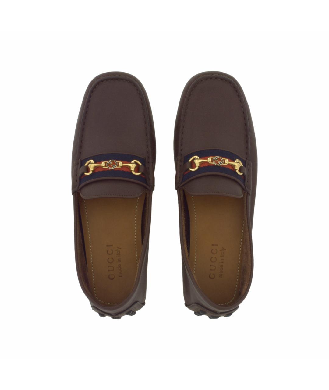 GUCCI Коричневые кожаные лоферы, фото 4