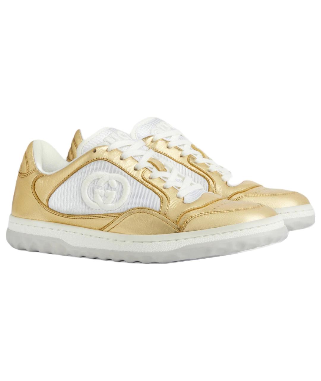 GUCCI Золотые кожаные кроссовки, фото 3