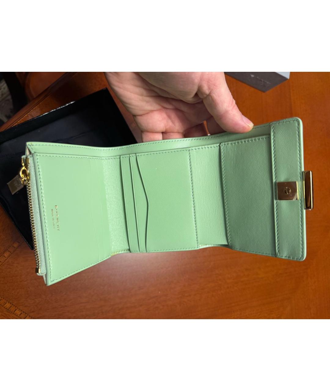 GIVENCHY Зеленый кожаный кошелек, фото 5