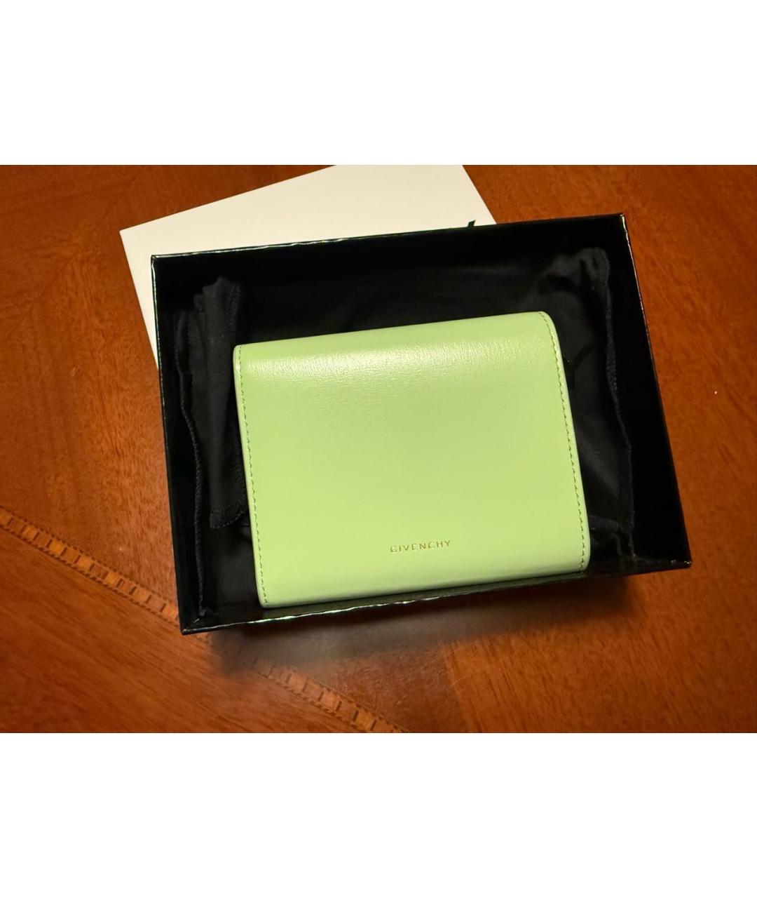 GIVENCHY Зеленый кожаный кошелек, фото 2