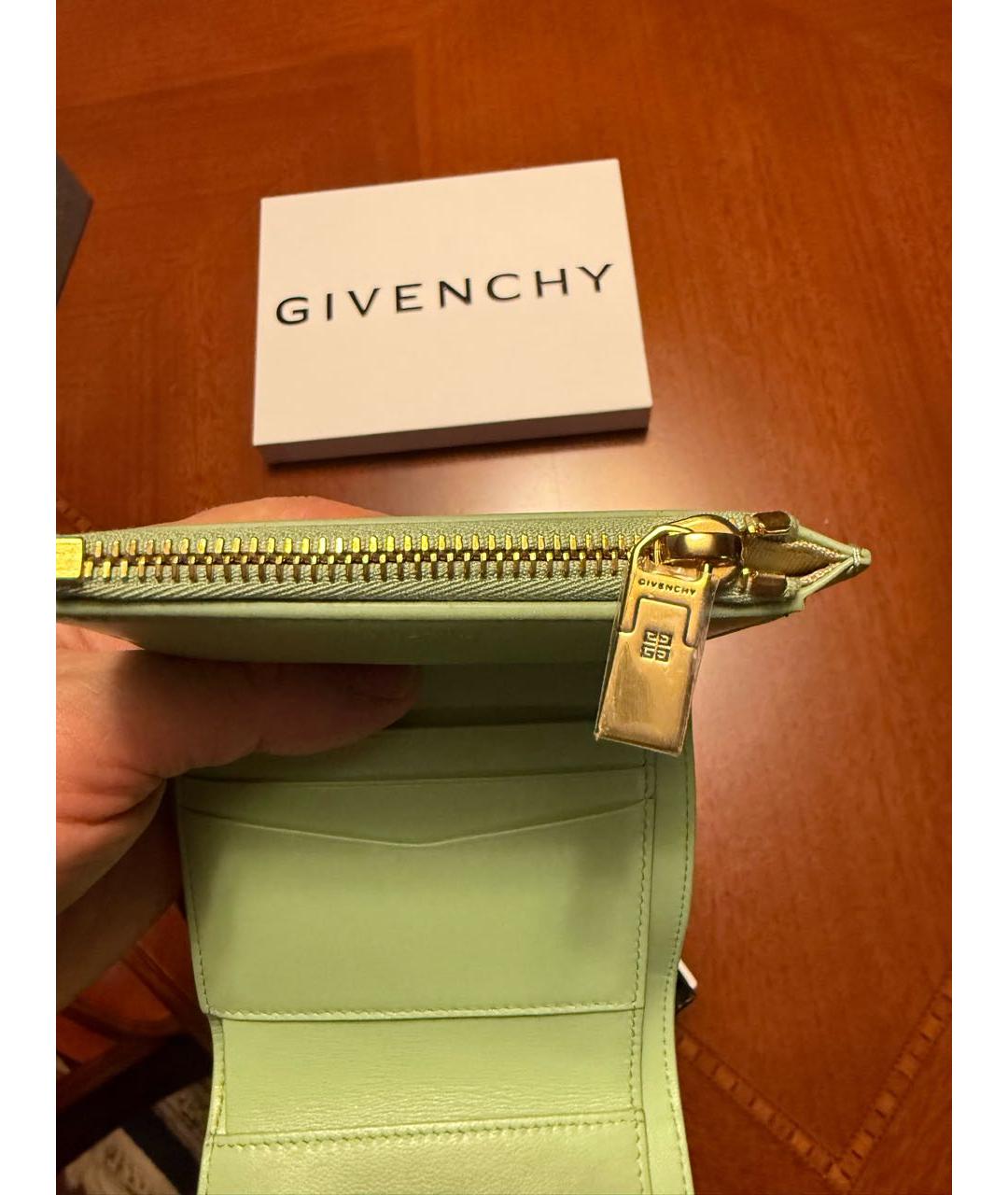 GIVENCHY Зеленый кожаный кошелек, фото 4