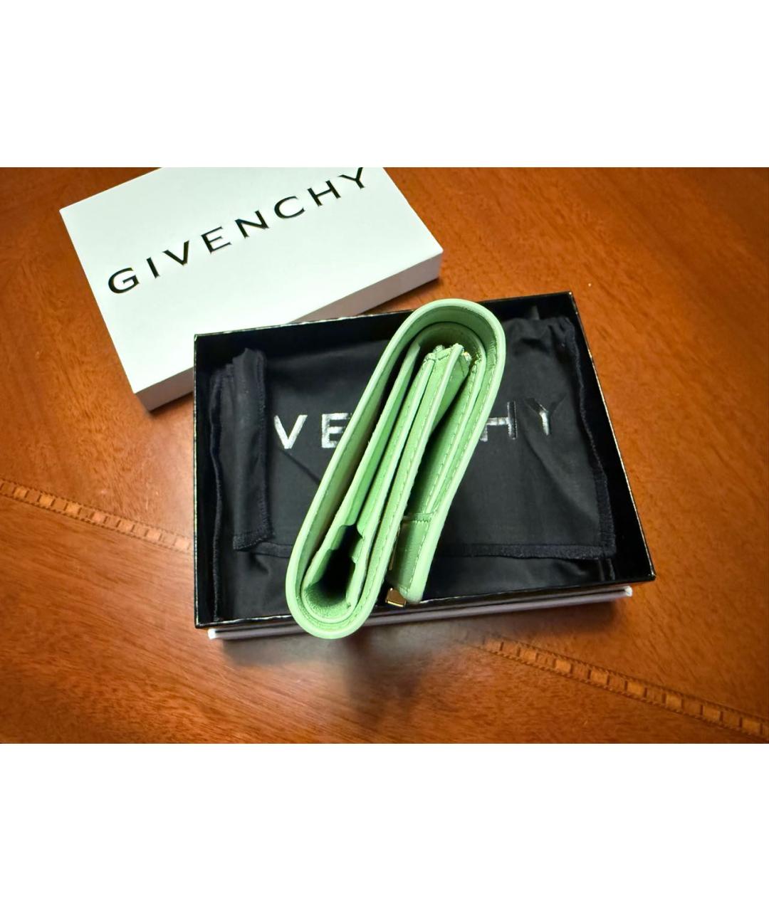 GIVENCHY Зеленый кожаный кошелек, фото 3