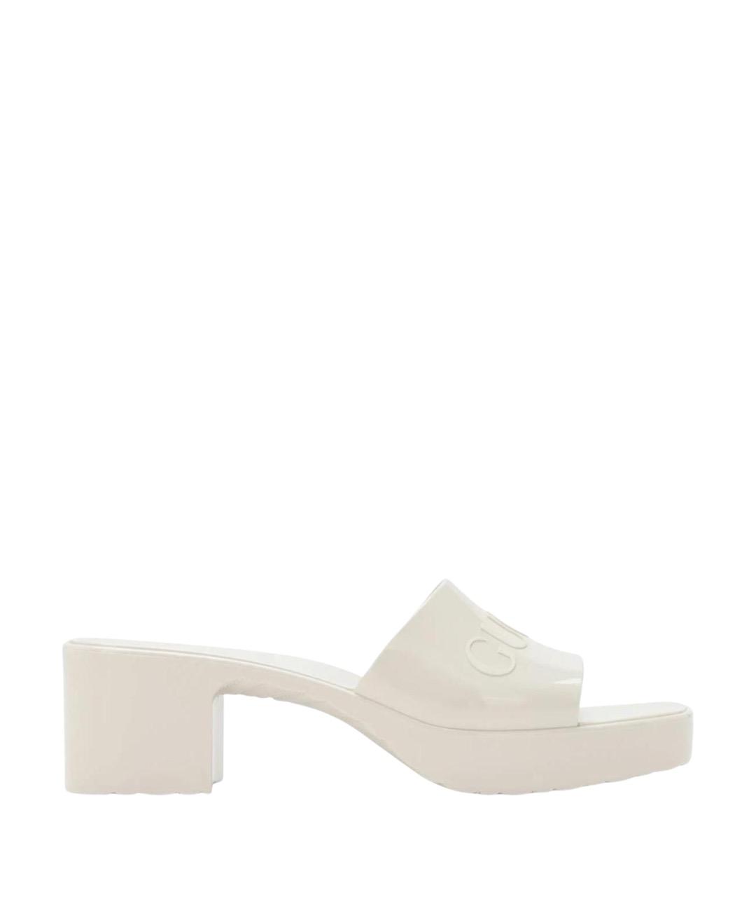GUCCI Белые кожаные сандалии, фото 1