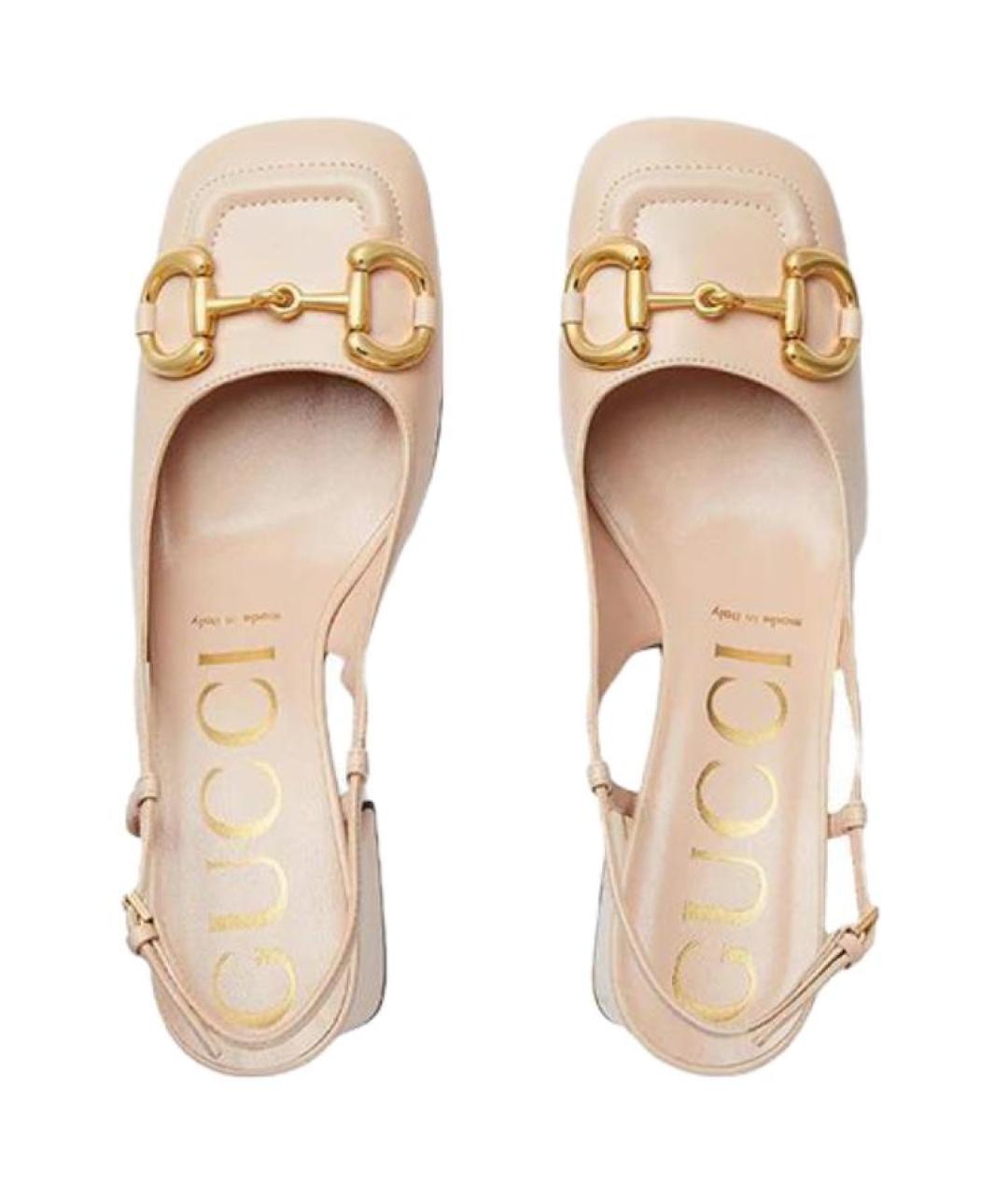 GUCCI Бежевые кожаные туфли, фото 3