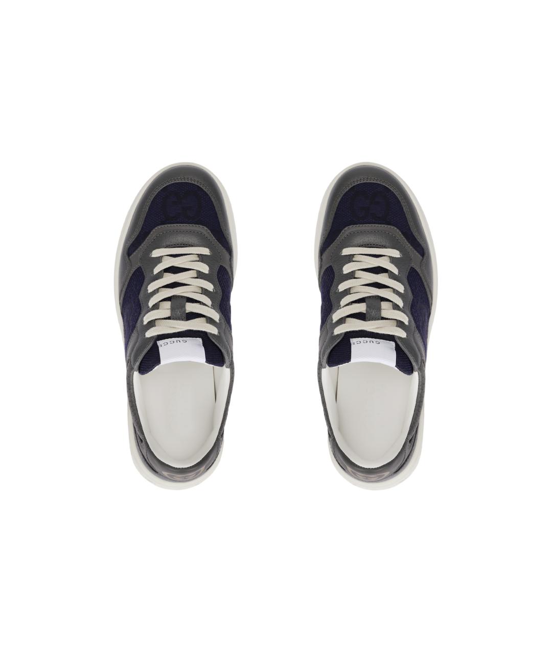GUCCI Серые кожаные низкие кроссовки / кеды, фото 3