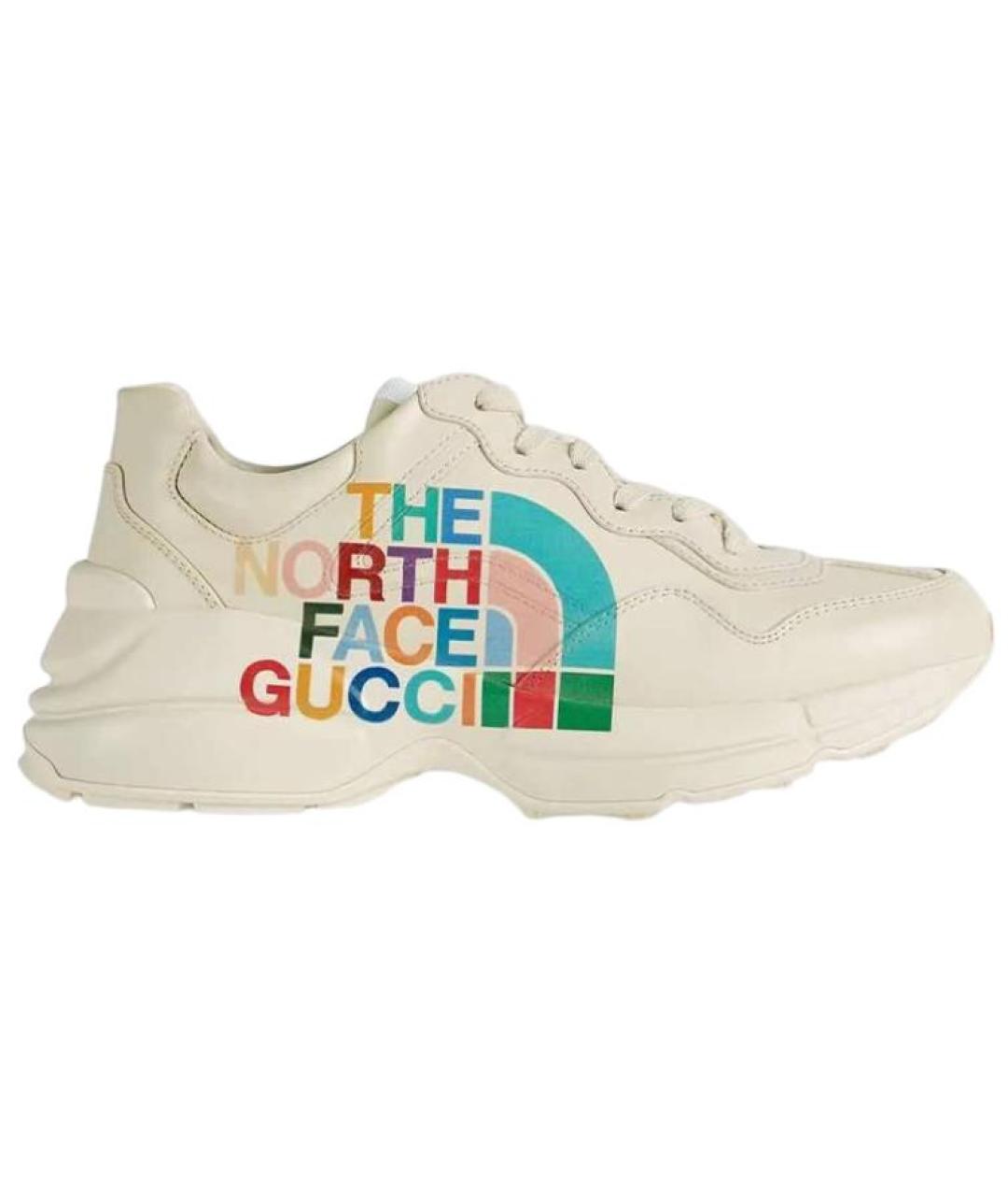 GUCCI Бежевые кожаные кроссовки, фото 6