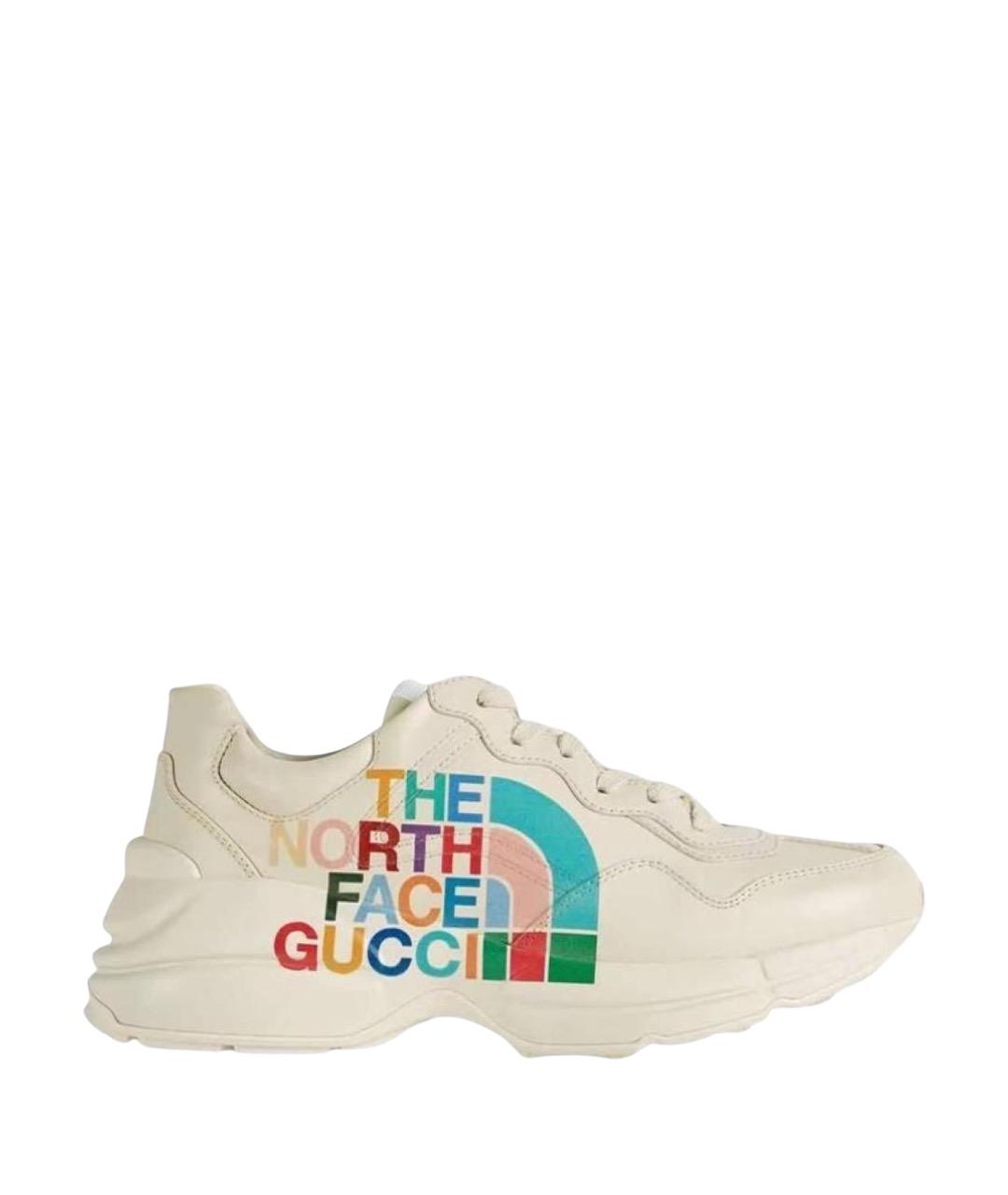 GUCCI Бежевые кожаные кроссовки, фото 1