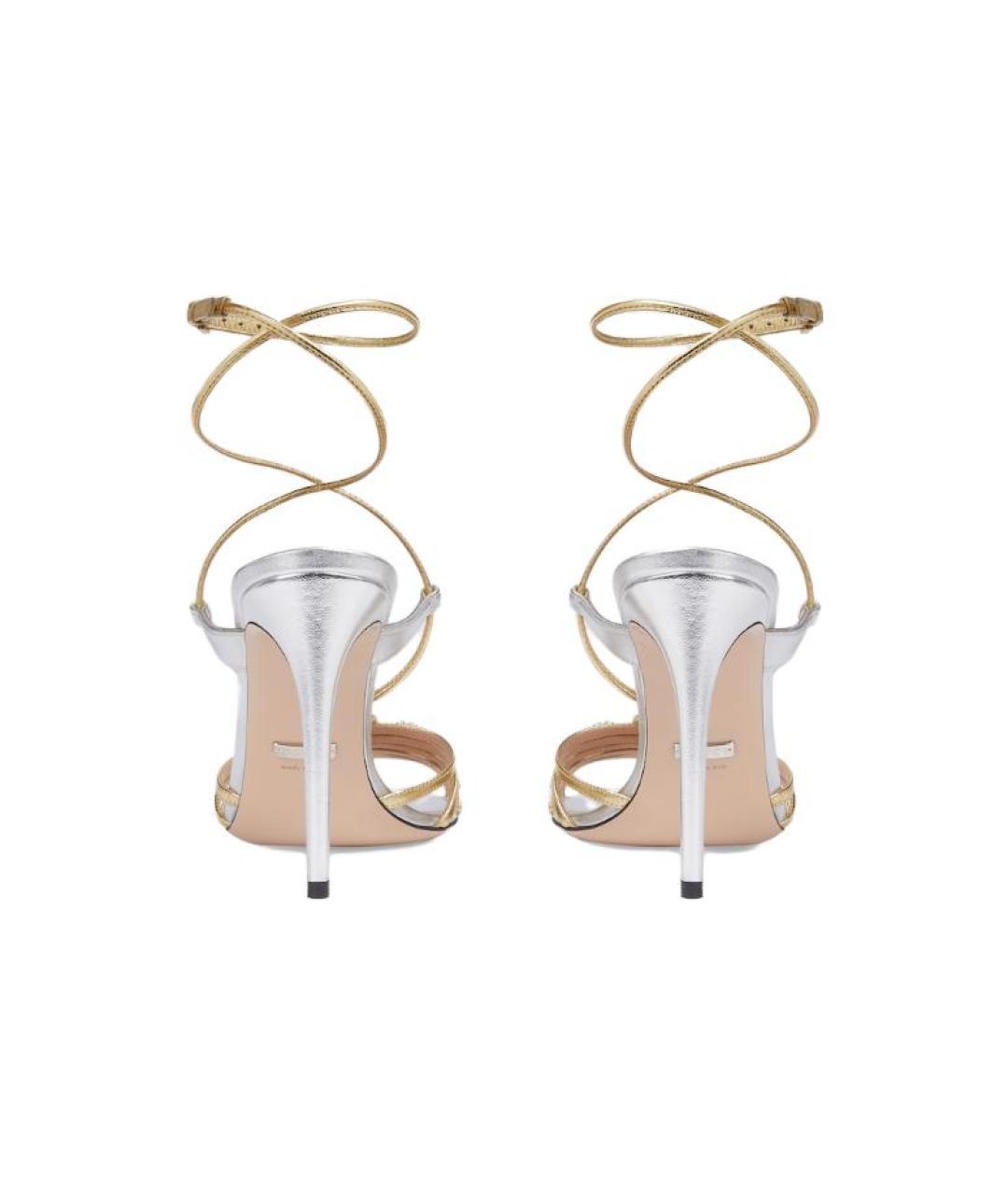 GUCCI Золотые кожаные сандалии, фото 5