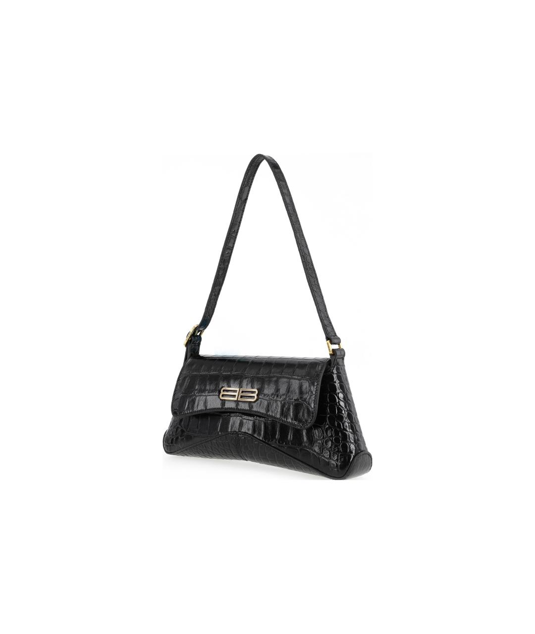 BALENCIAGA Черная кожаная сумка через плечо, фото 2