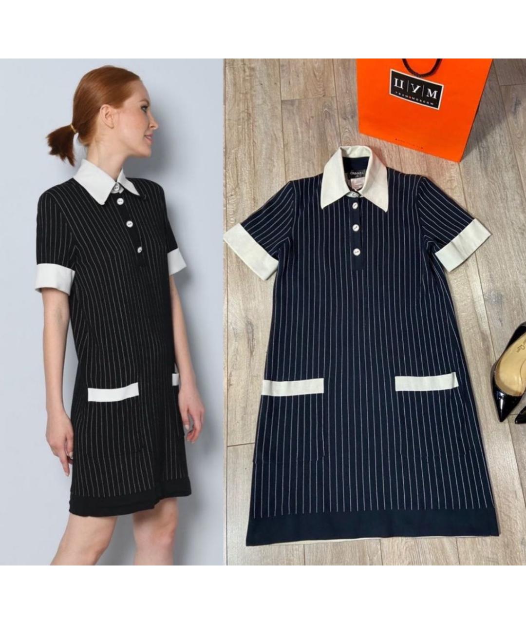 CHANEL Темно-синее хлопковое повседневное платье, фото 5