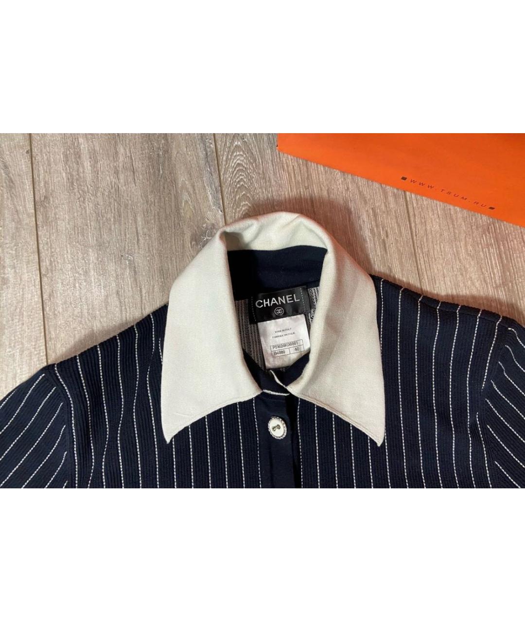 CHANEL Темно-синее хлопковое повседневное платье, фото 4