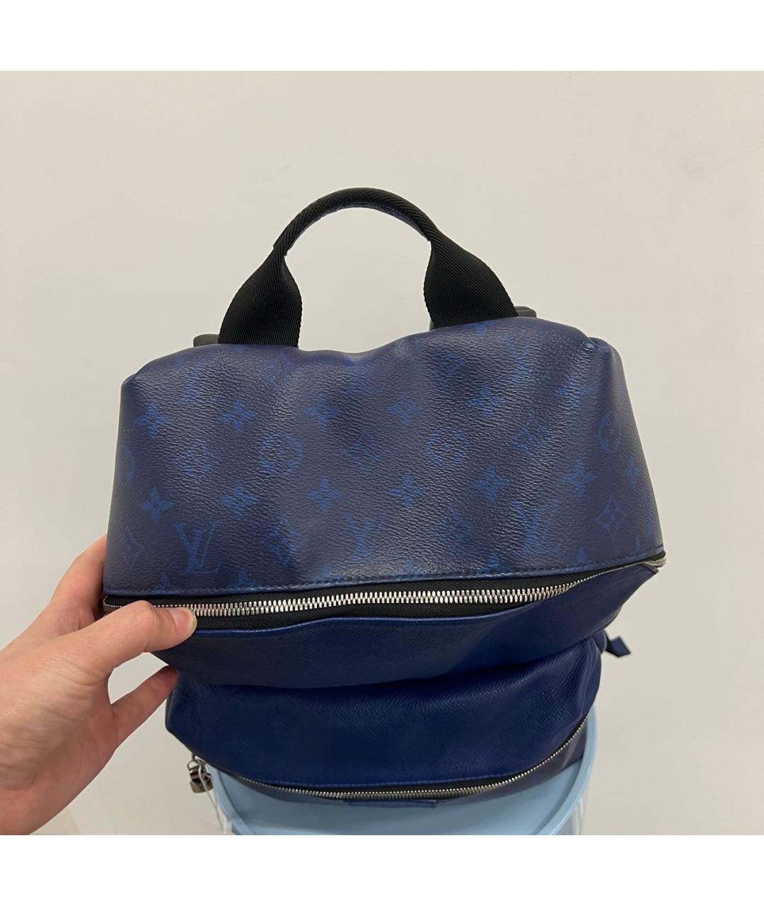 LOUIS VUITTON Темно-синий кожаный рюкзак, фото 4