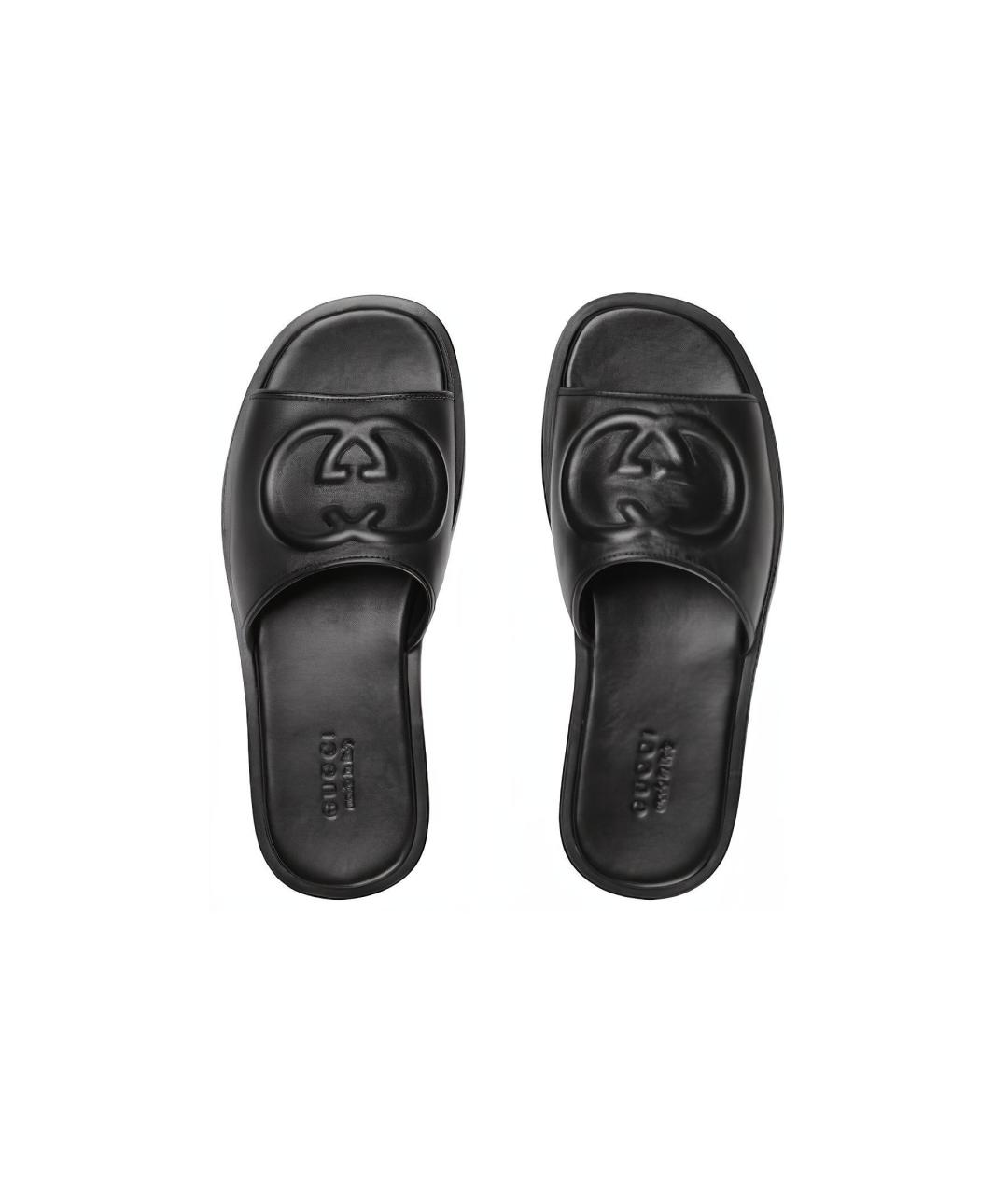 GUCCI Черные кожаные сандалии, фото 4