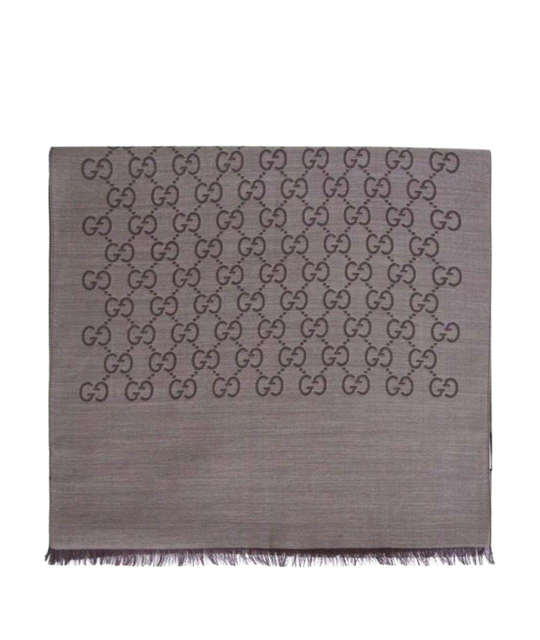 GUCCI Коричневый шерстяной шарф, фото 1