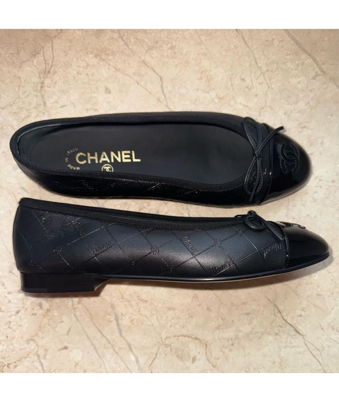 CHANEL Черные кожаные балетки, фото 4