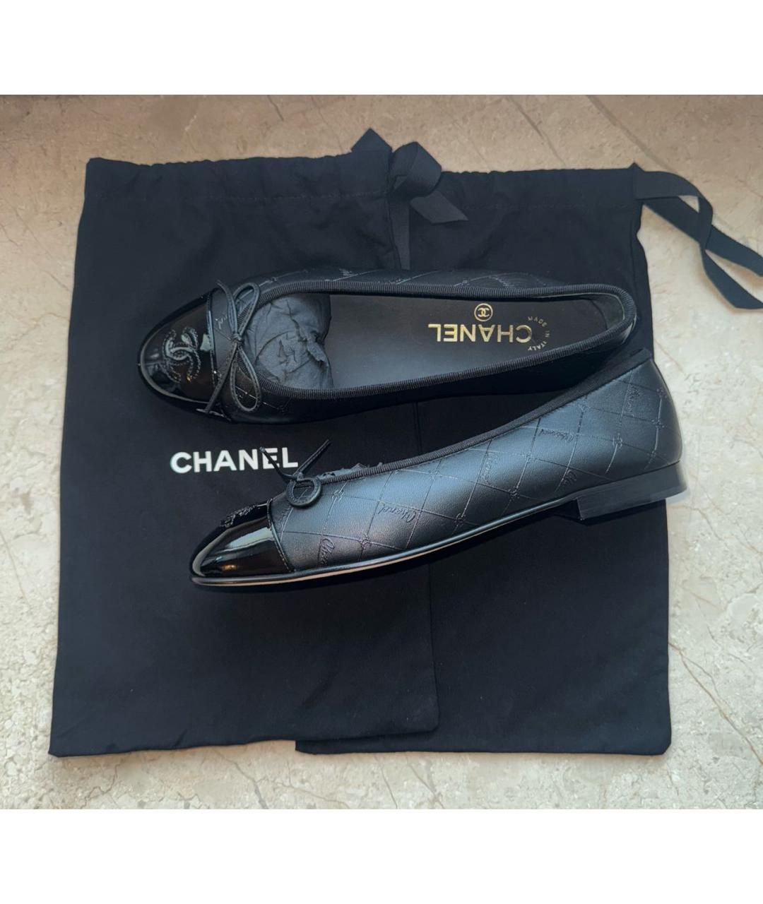 CHANEL Черные кожаные балетки, фото 6