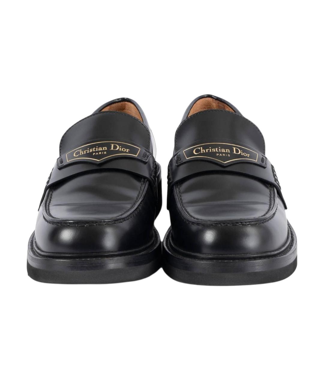 CHRISTIAN DIOR Черные кожаные лоферы, фото 3