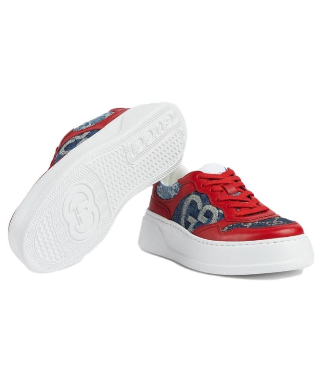 GUCCI Красные кожаные кроссовки, фото 5