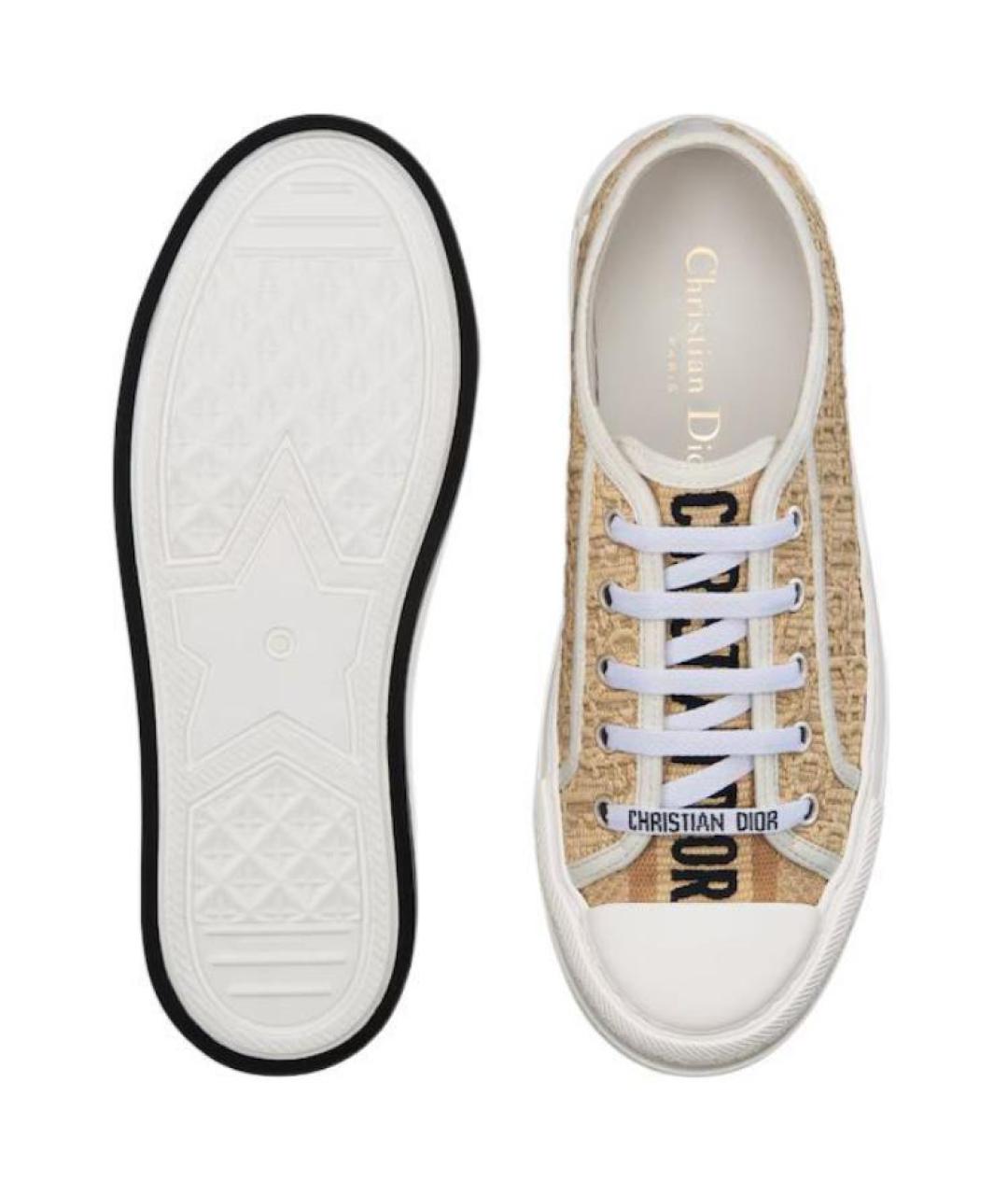 CHRISTIAN DIOR Бежевые текстильные кеды, фото 5
