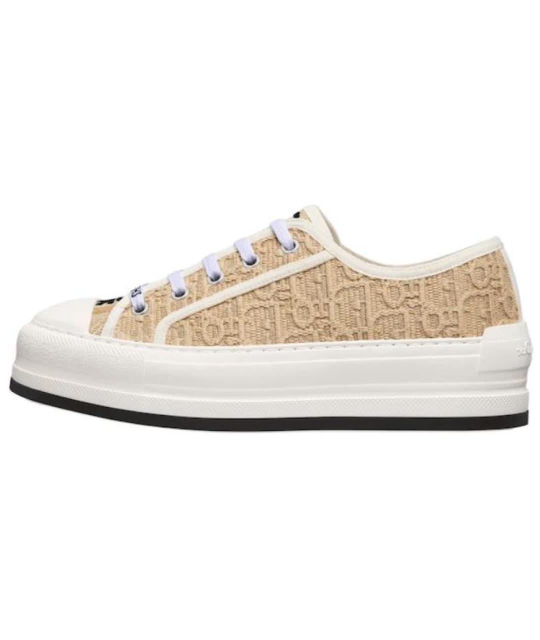 CHRISTIAN DIOR Бежевые текстильные кеды, фото 2