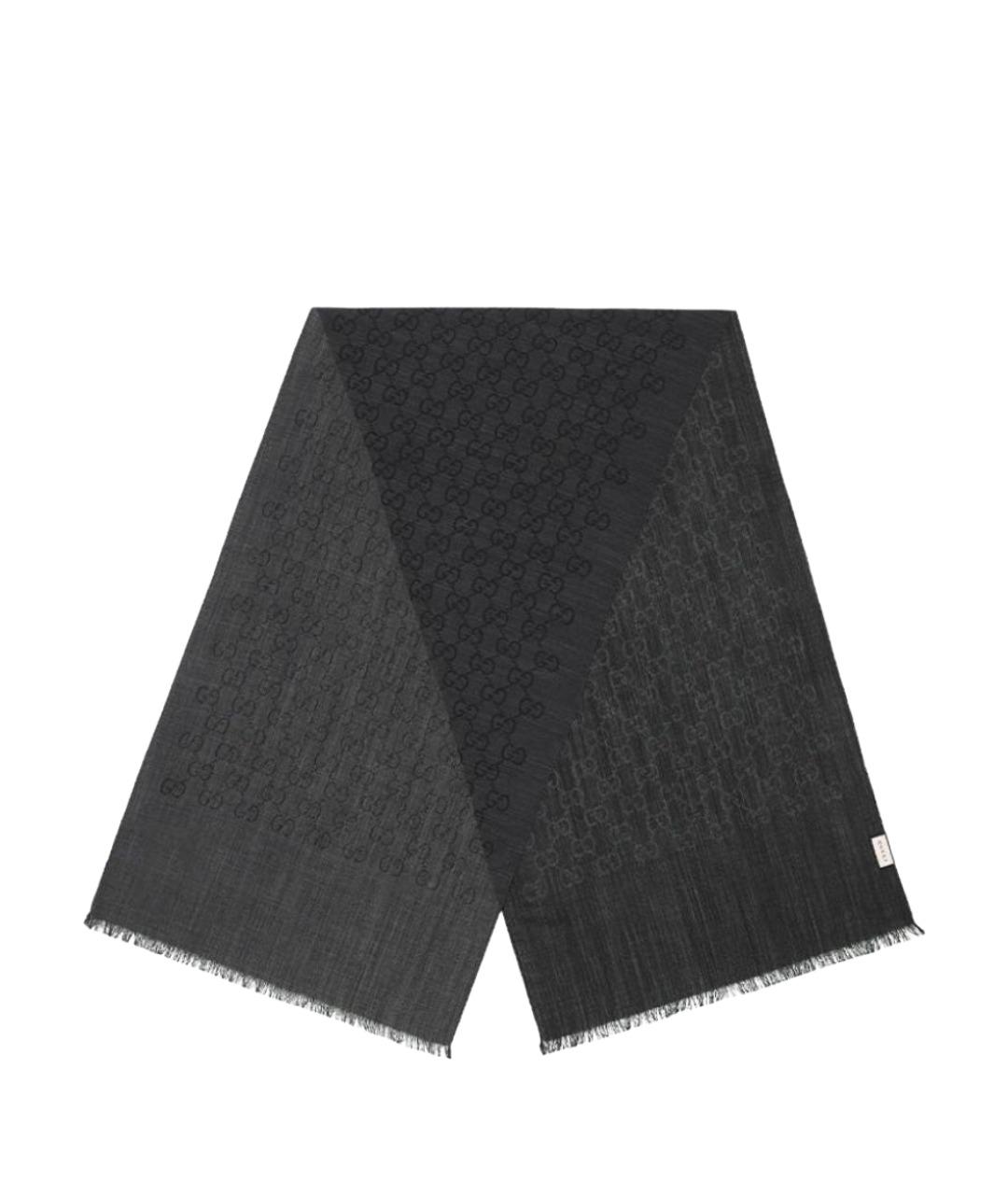 GUCCI Черный шерстяной шарф, фото 1