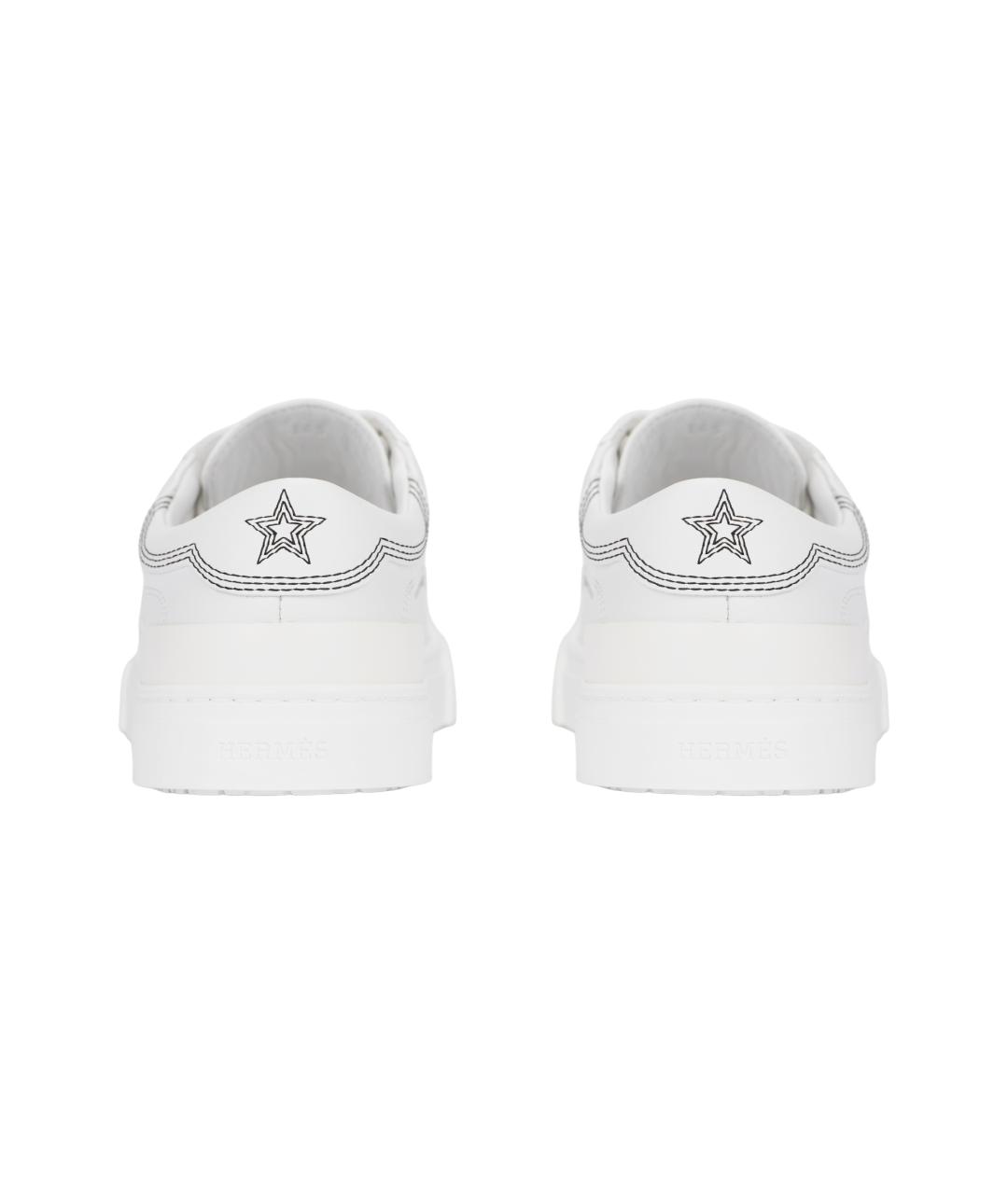HERMES Белые кожаные кроссовки, фото 4