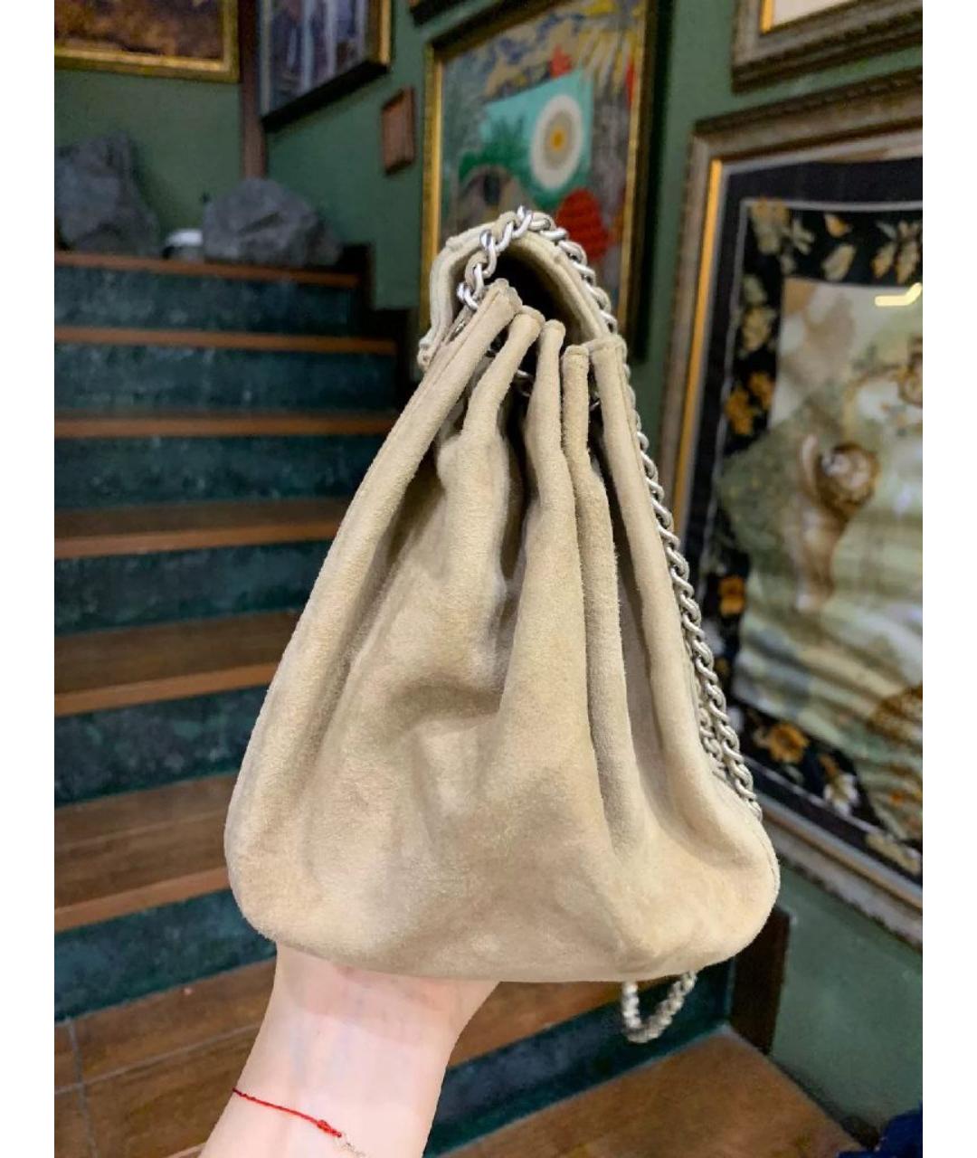 CHANEL Бежевая замшевая сумка тоут, фото 4