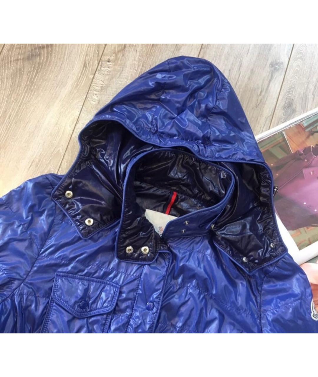 MONCLER Синяя полиэстеровая куртка, фото 3