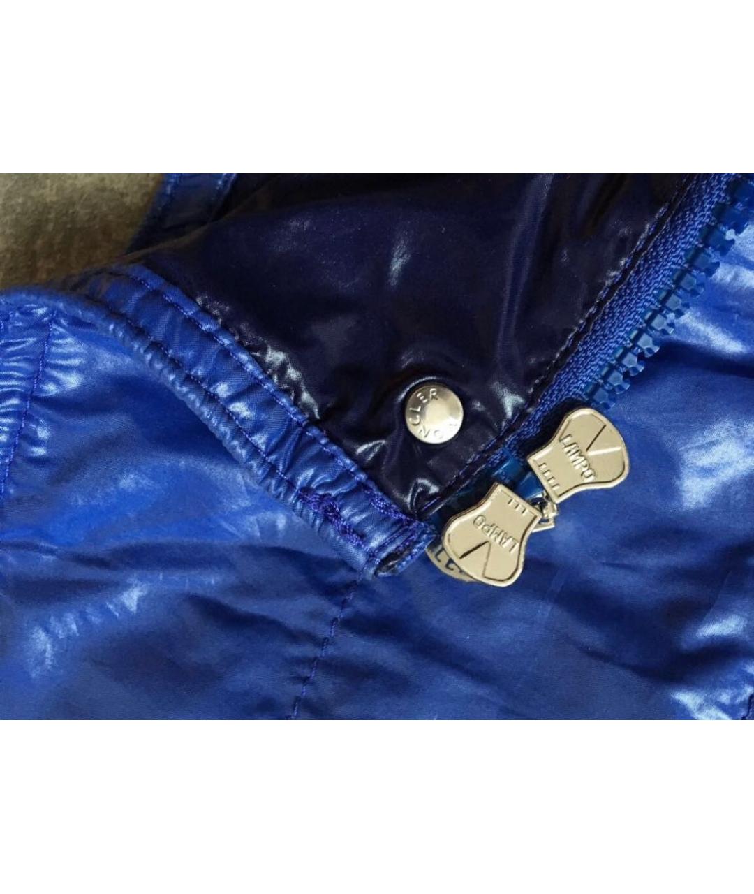 MONCLER Синяя полиэстеровая куртка, фото 6