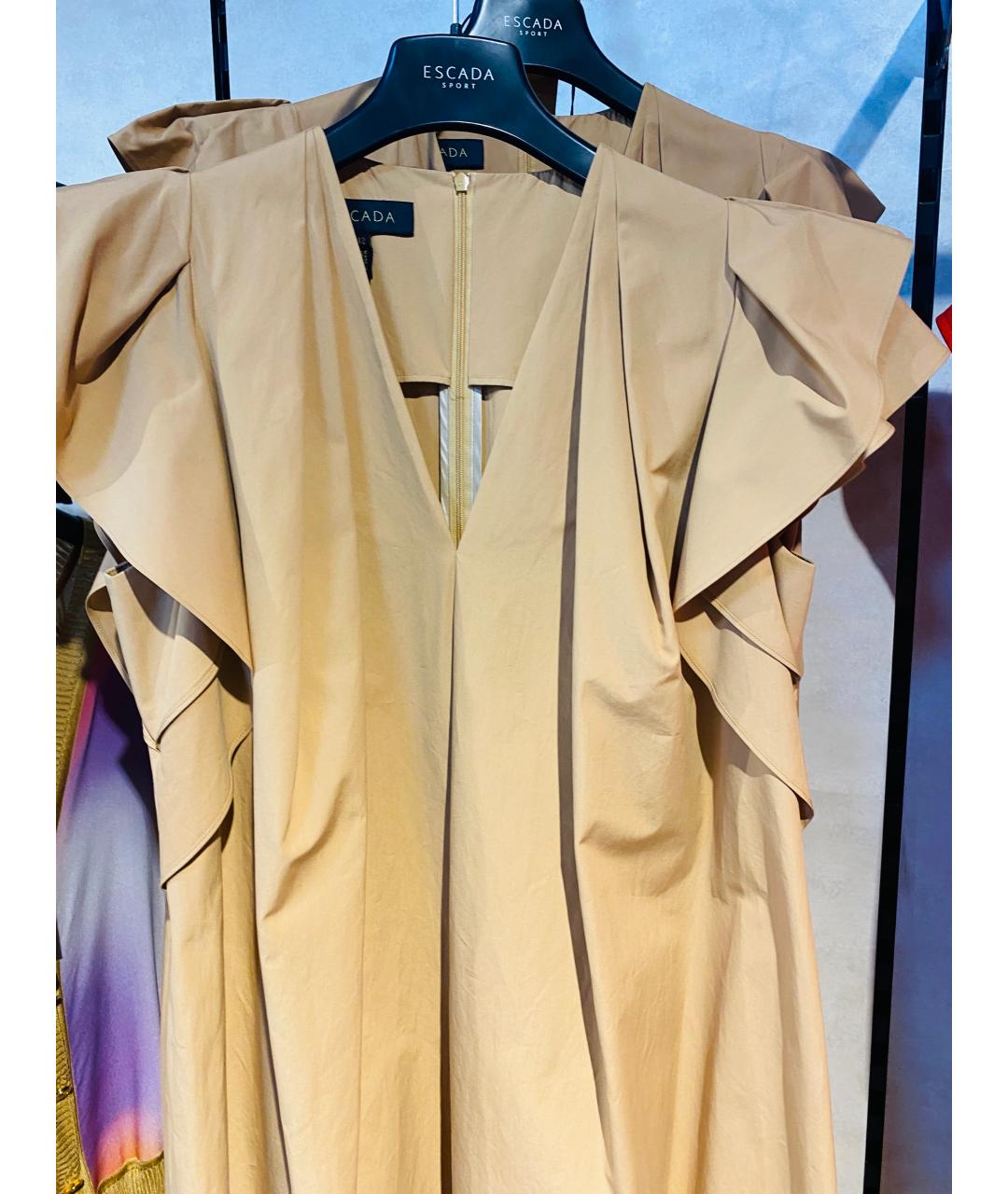 ESCADA Бежевое хлопко-эластановое повседневное платье, фото 3