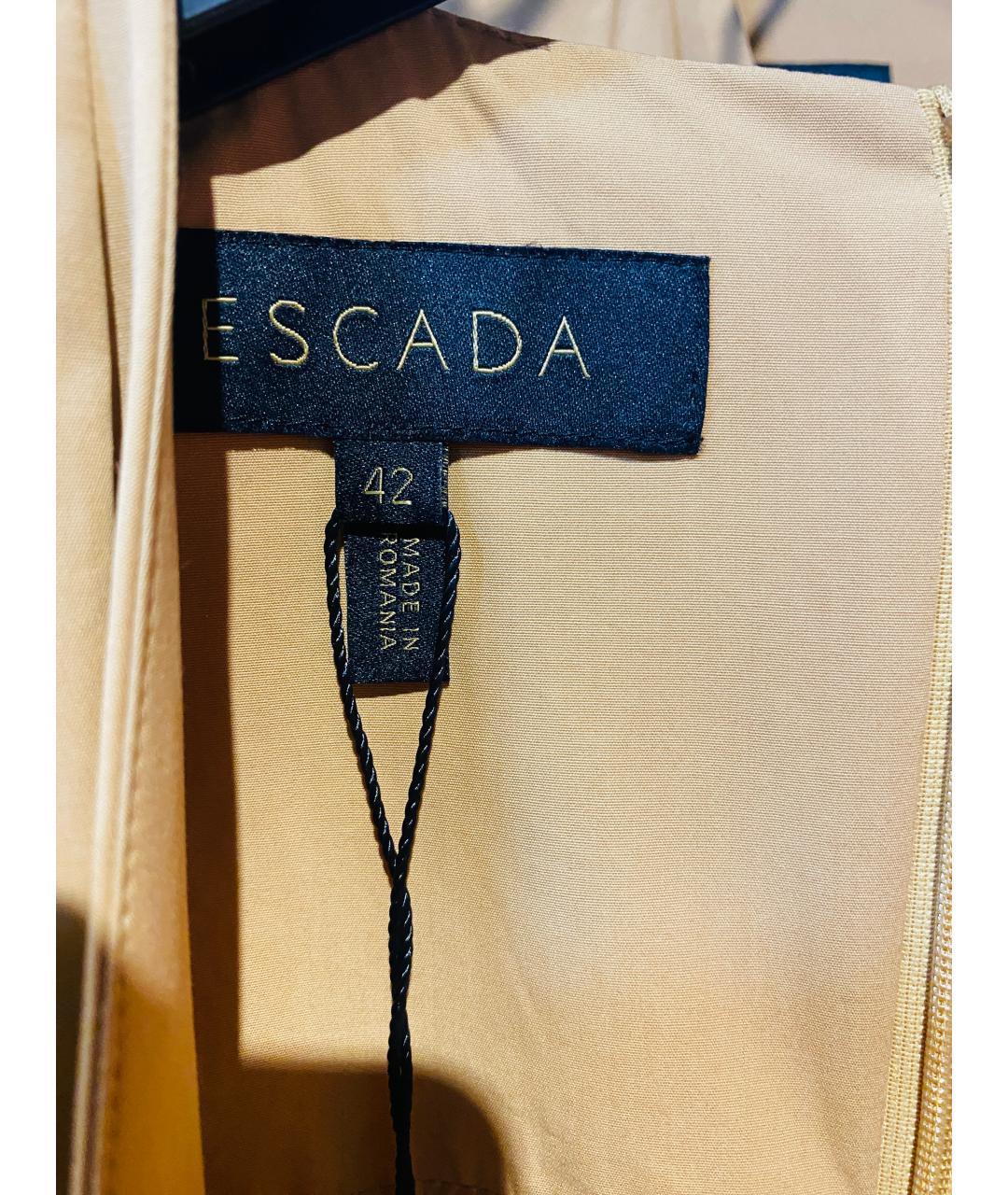 ESCADA Бежевое хлопко-эластановое повседневное платье, фото 4