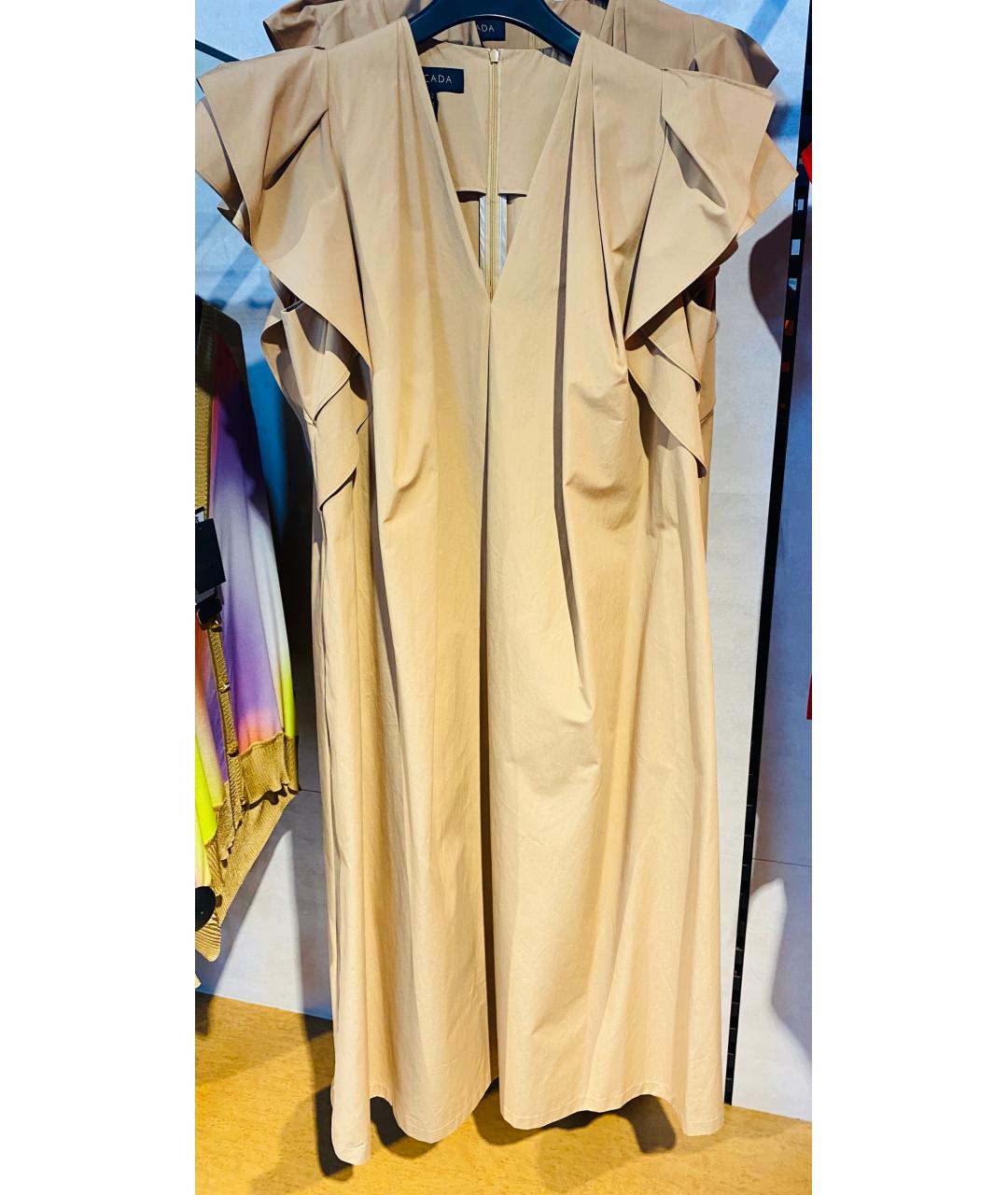 ESCADA Бежевое хлопко-эластановое повседневное платье, фото 6