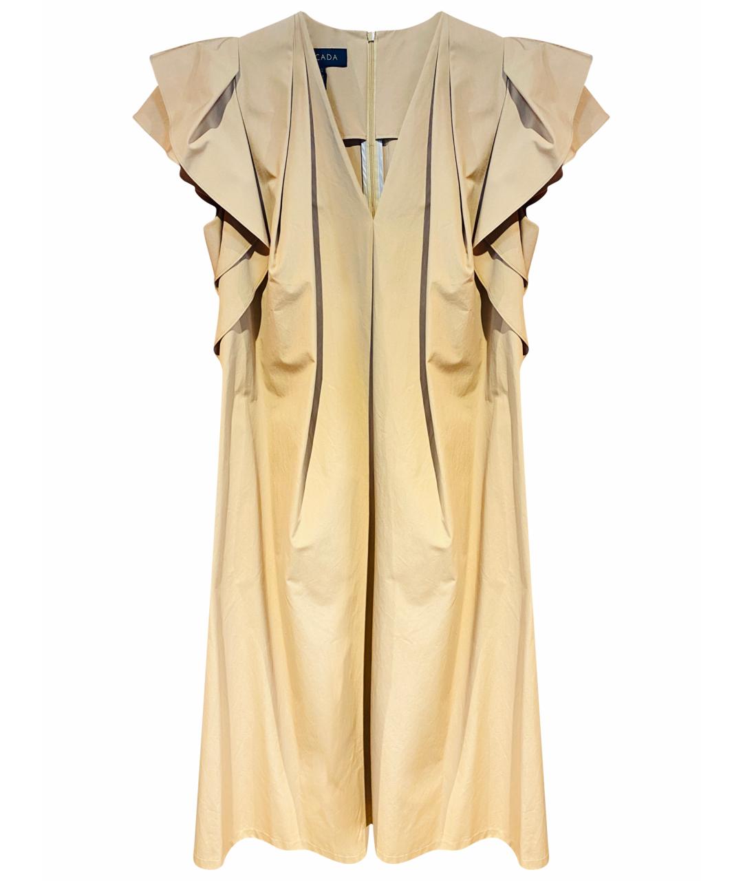 ESCADA Бежевое хлопко-эластановое повседневное платье, фото 1