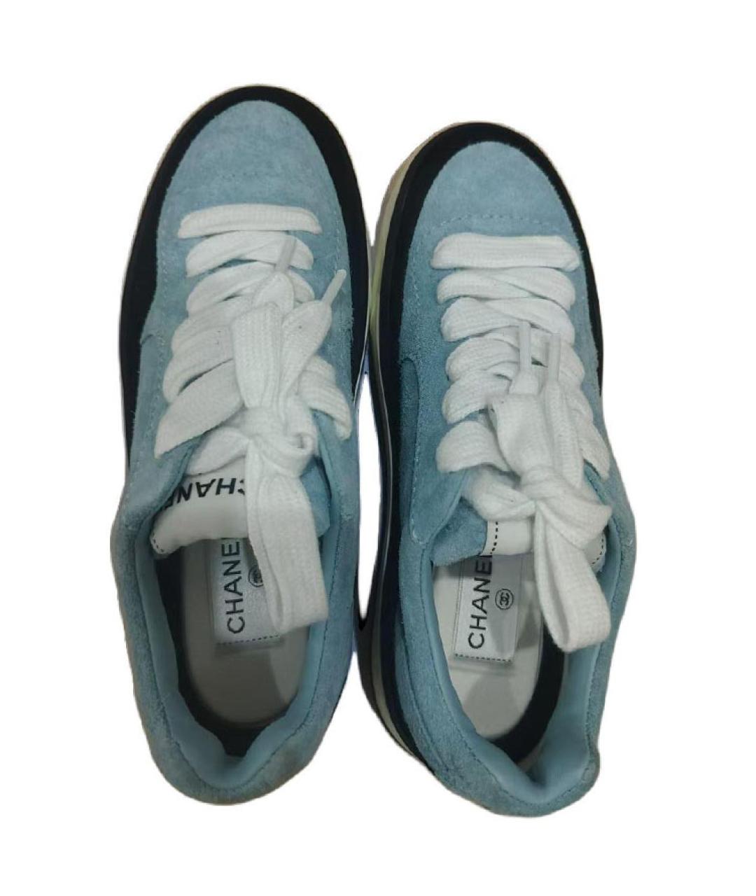 CHANEL Синие кожаные кроссовки, фото 5