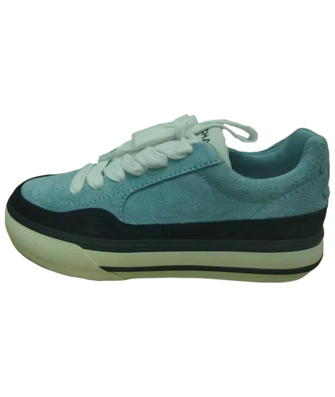 CHANEL Синие кожаные кроссовки, фото 2