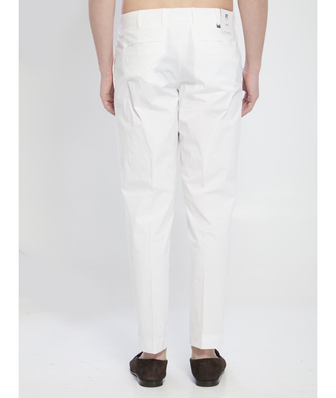 PT TORINO Белые хлопковые повседневные брюки, фото 4