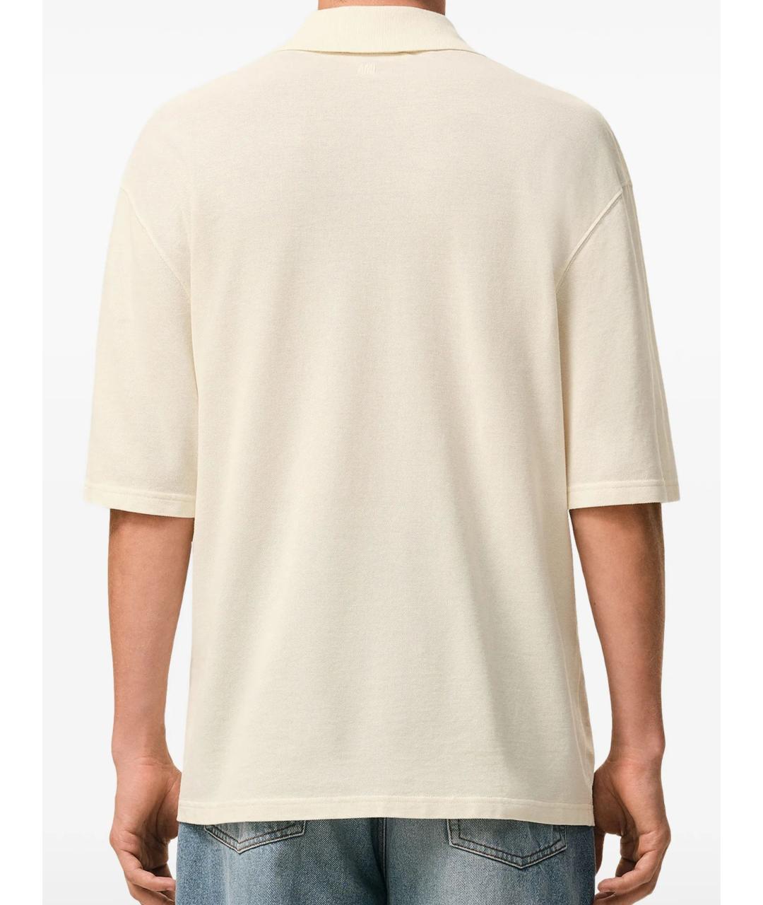 Ami Paris Бежевое хлопковое поло с коротким рукавом, фото 3