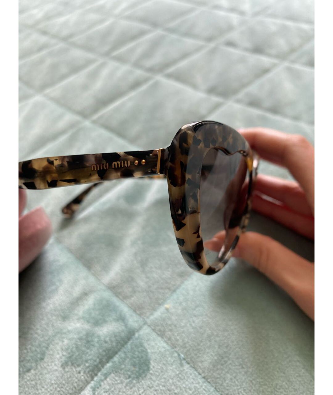 MIU MIU Коричневые пластиковые солнцезащитные очки, фото 3